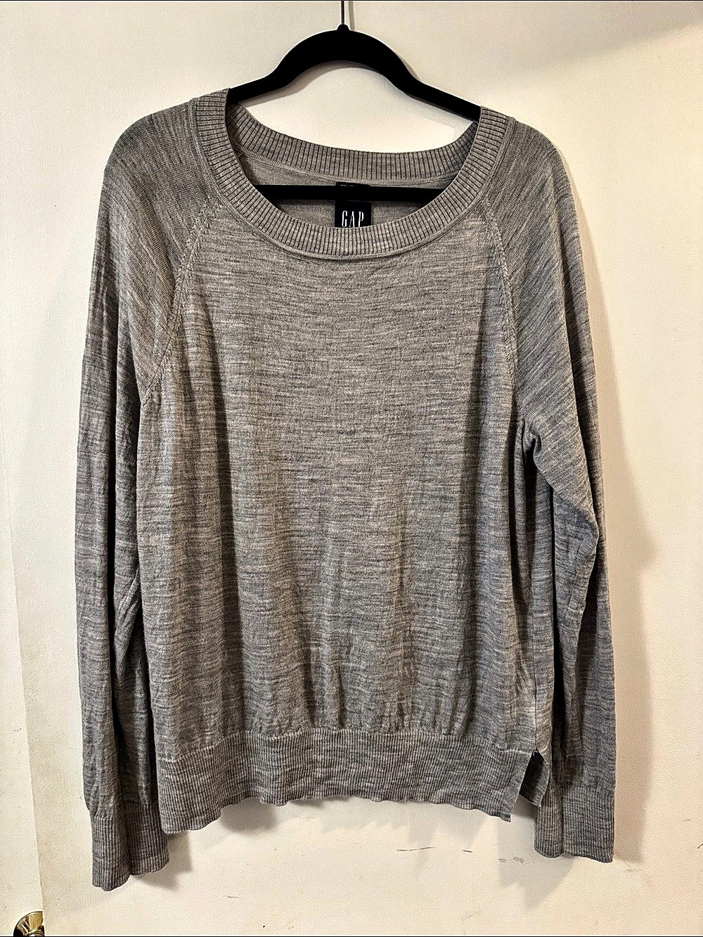 GAP Merino Wool Crewneck Sweater Gray Large